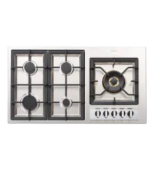 Cooktop Europa G6 Crissair em inox, seis queimadores com grades de ferro fundido, visto de cima
