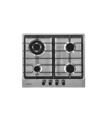 Cooktop Fuoco 60 Crissair a gás, mesa em inox com quatro bocas e grades de ferro, vista de cima