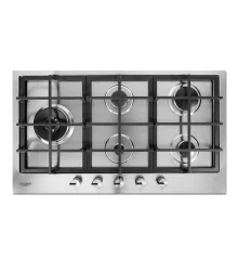 Cooktop Semi-Filo 90 Crissair a gás, mesa em inox de 90 cm com cinco bocas, vista de cima
