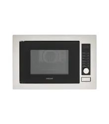 Micro-ondas Song Crissair de embutir, vista frontal com moldura em inox e vidro preto
