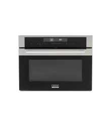 Forno Oven Grill Combinato Crissair de embutir, vista frontal com moldura em inox e vidro preto