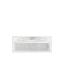 Coifa de Embutir Inox 70 Crissair vista de baixo, com o filtro metálico e o painel de botões