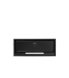 Coifa de Embutir Black 70 Crissair de frente, acabamento preto com iluminação LED linear