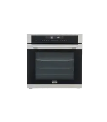 Forno Oven Grill Crissair de embutir, vista frontal com moldura em inox e vidro preto
