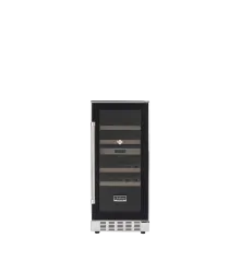 Adega Duo 31Di Crissair fechada, com moldura em inox e puxador vertical