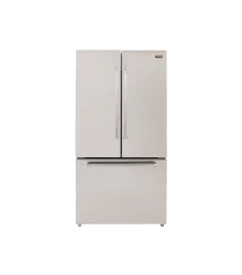 Refrigerador French Door 580 Crissair em inox, vista frontal com duas portas e gaveta de freezer