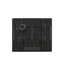Cooktop Crystal 60 Crissair a gás, vista superior do vidro preto com quatro bocas