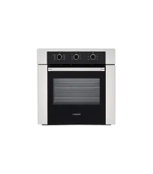 Forno Aria Fry Crissair de embutir, vista frontal com painel em inox e vidro preto