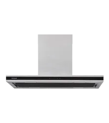 Coifa Soft Isola Crissair de teto, vista frontal em inox com chaminé quadrada