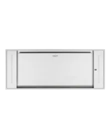 Coifa Roof Plane Crissair de teto, vista frontal do painel em inox com iluminação nas laterais