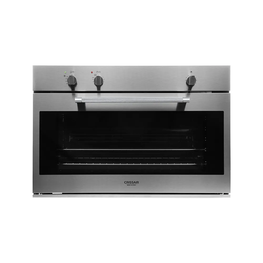Forno BIG 90 Crissair a gás de embutir, vista frontal com moldura em inox