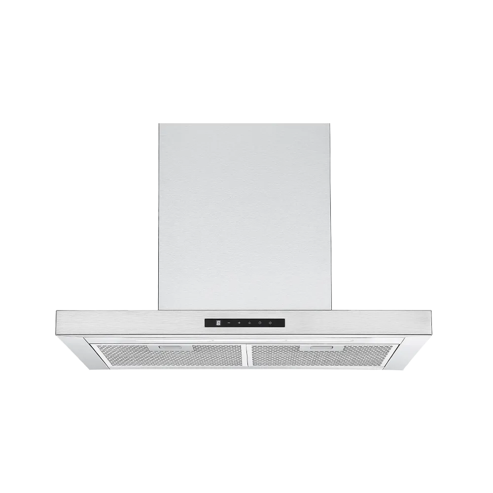 Coifa Slim 60 Crissair de parede, vista frontal em inox com chaminé e painel touch