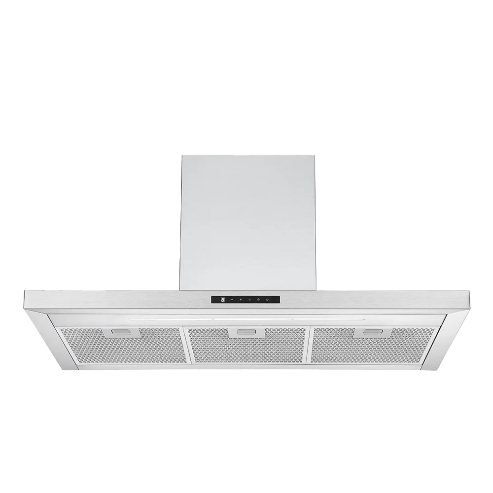 Coifa Slim 90 Crissair de parede, vista frontal em inox com chaminé reta