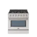 Fogão Freestanding Austin 90 Crissair em inox, vista frontal de seis bocas com forno
