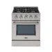 Fogão Freestanding Austin 75 Crissair em inox, vista frontal com cinco bocas e forno