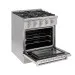 Fogão Freestanding Austin 75 Crissair em ângulo com o forno aberto e a bandeja estendida