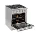 Fogão Freestanding Austin 75 Crissair em ângulo com o forno aberto e iluminado