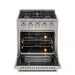 Fogão Freestanding Austin 90 Crissair com o forno aberto e iluminado, com duas grades