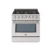 Fogão Freestanding Austin 90 Crissair em inox, vista frontal com seis bocas e forno