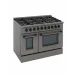 Fogão Freestanding Austin Black 120 Crissair em perspectiva lateral, com as portas fechadas