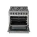 Fogão Freestanding Austin Black 90 Crissair com o forno aberto, mostrando as grades e a gaveta inferior