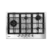 Cooktop Semi-Filo 75 Crissair a gás, mesa em inox com cinco bocas e grades de ferro, vista de cima