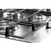 Detalhe em ângulo da mesa em inox e das grades de ferro do Cooktop Semi-Filo 90 Crissair