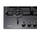 Detalhe frontal do queimador e dos botões do Cooktop Crystal 60 Crissair, com a marca no vidro
