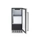 Ice Maker Crissair com a porta aberta, mostrando o cesto de armazenamento de gelo
