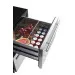 Gaveta Refrigerada Crissair com a gaveta cheia de frutas e latas de bebida