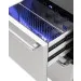 Detalhe da gaveta aberta com iluminação azul e display de temperatura da Gaveta Refrigerada Crissair