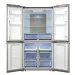 Refrigerador Fourdoor 540 Crissair com as quatro portas abertas, mostrando as prateleiras e as gavetas do freezer