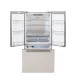 Refrigerador French Door 580 Crissair com as duas portas e a gaveta abertas, mostrando prateleiras e gavetas
