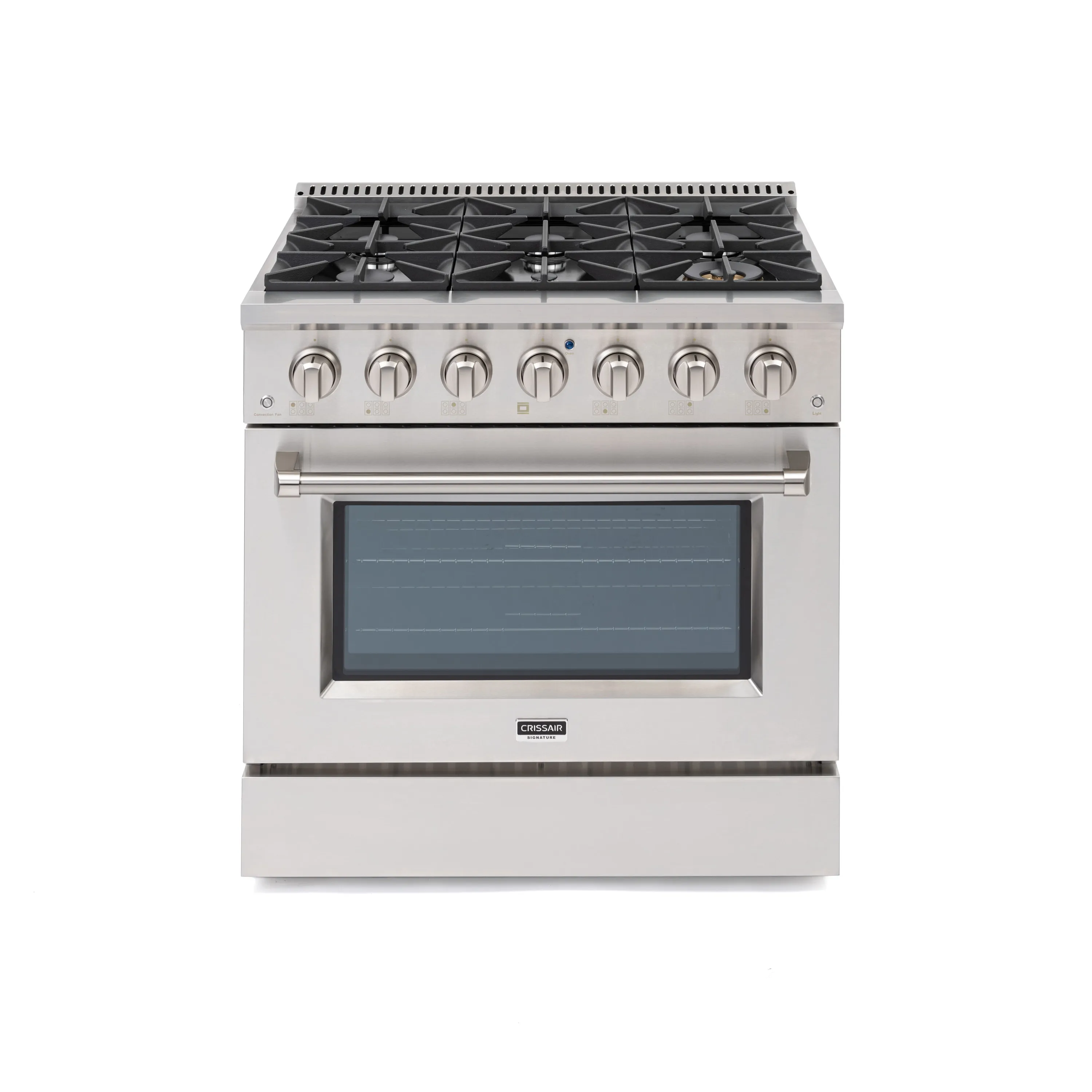 Fogão Freestanding Austin 90 Crissair em inox, com seis bocas e forno de porta de vidro