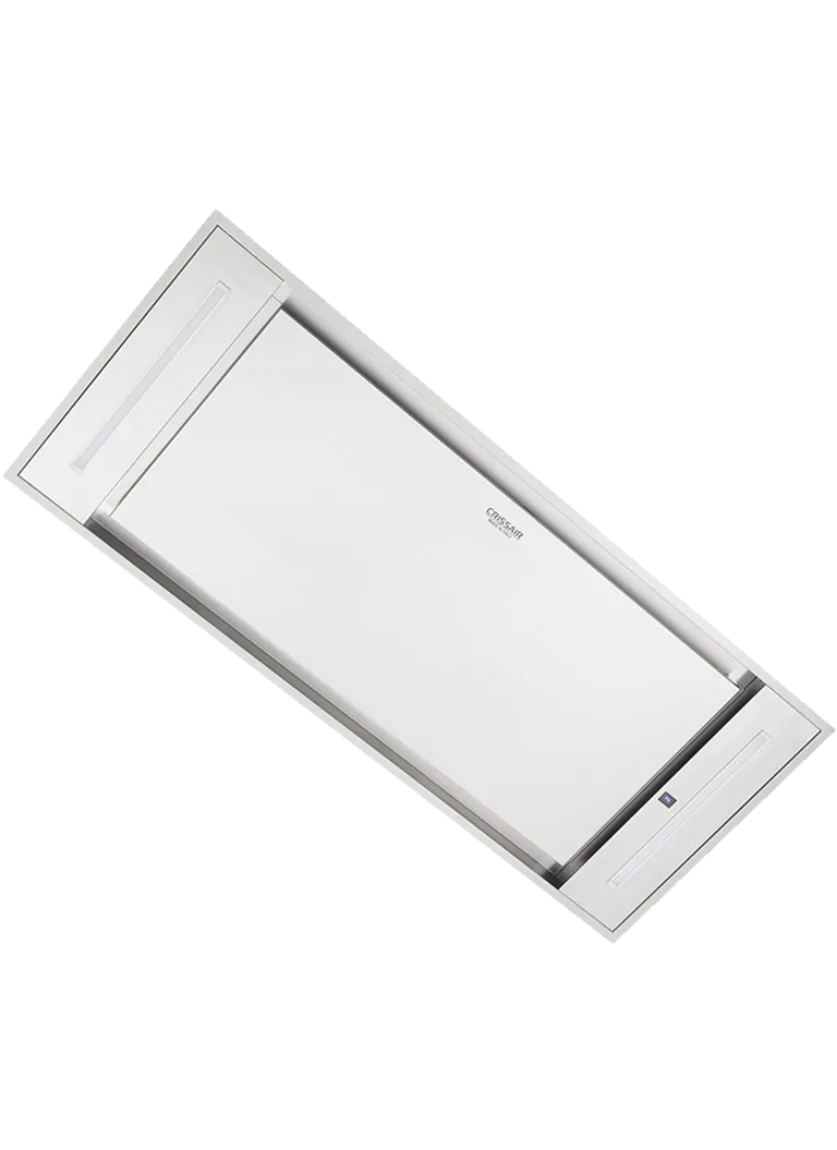 Coifa Roof Plane Crissair, painel de teto em inox instalado rente ao forro