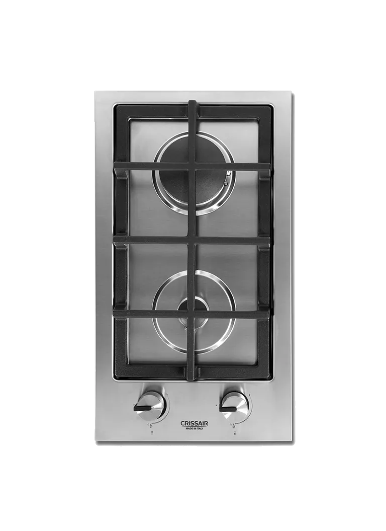Cooktop Semi-Filo Duo Crissair, módulo domino a gás de duas bocas com mesa em inox