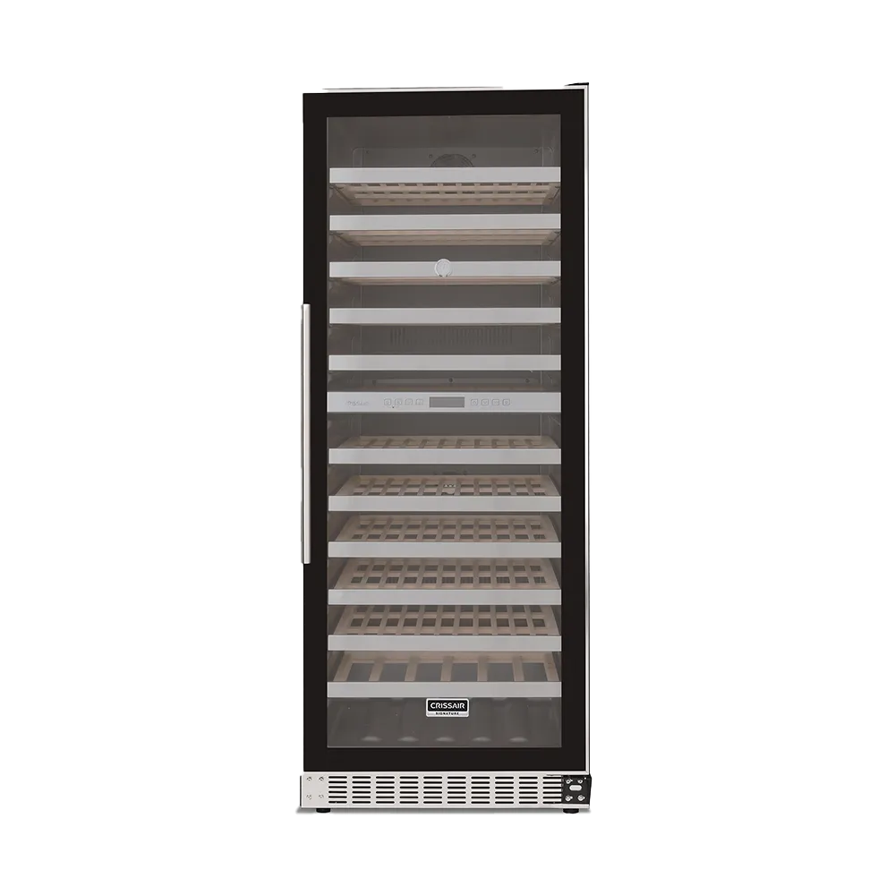 Adega Duo 122Di Crissair, adega de embutir para 122 garrafas com porta de vidro e moldura em inox