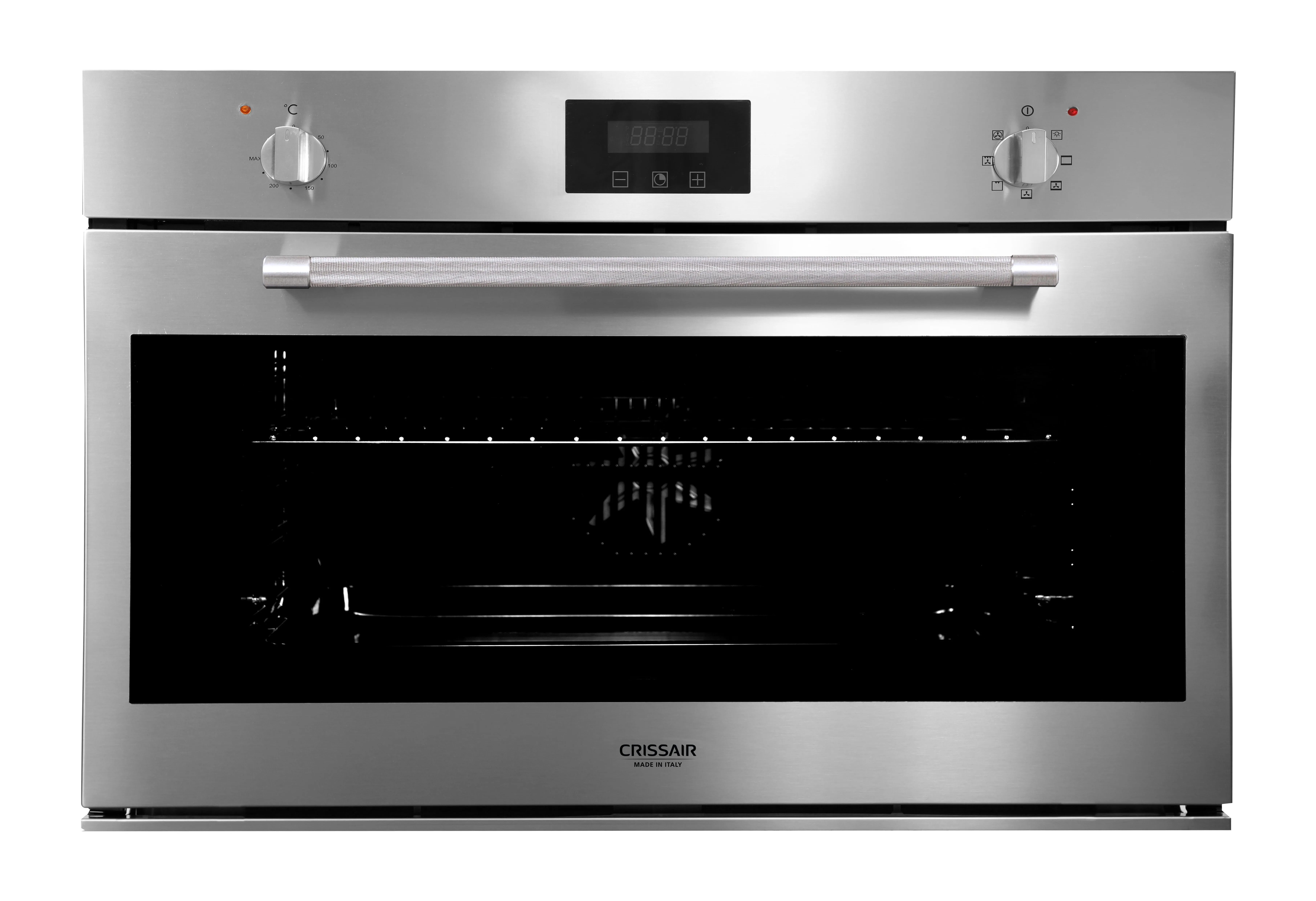 Forno Elétrico BIG 90 Crissair de embutir, vista frontal de 90 cm com moldura em inox