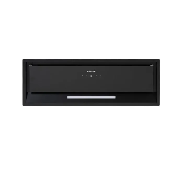 Coifa de Embutir Black 70 Crissair, módulo preto com barra de LED frontal