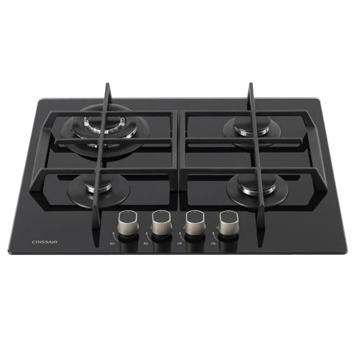 Cooktop Crystal 60 Crissair, cooktop a gás em vidro preto com quatro bocas