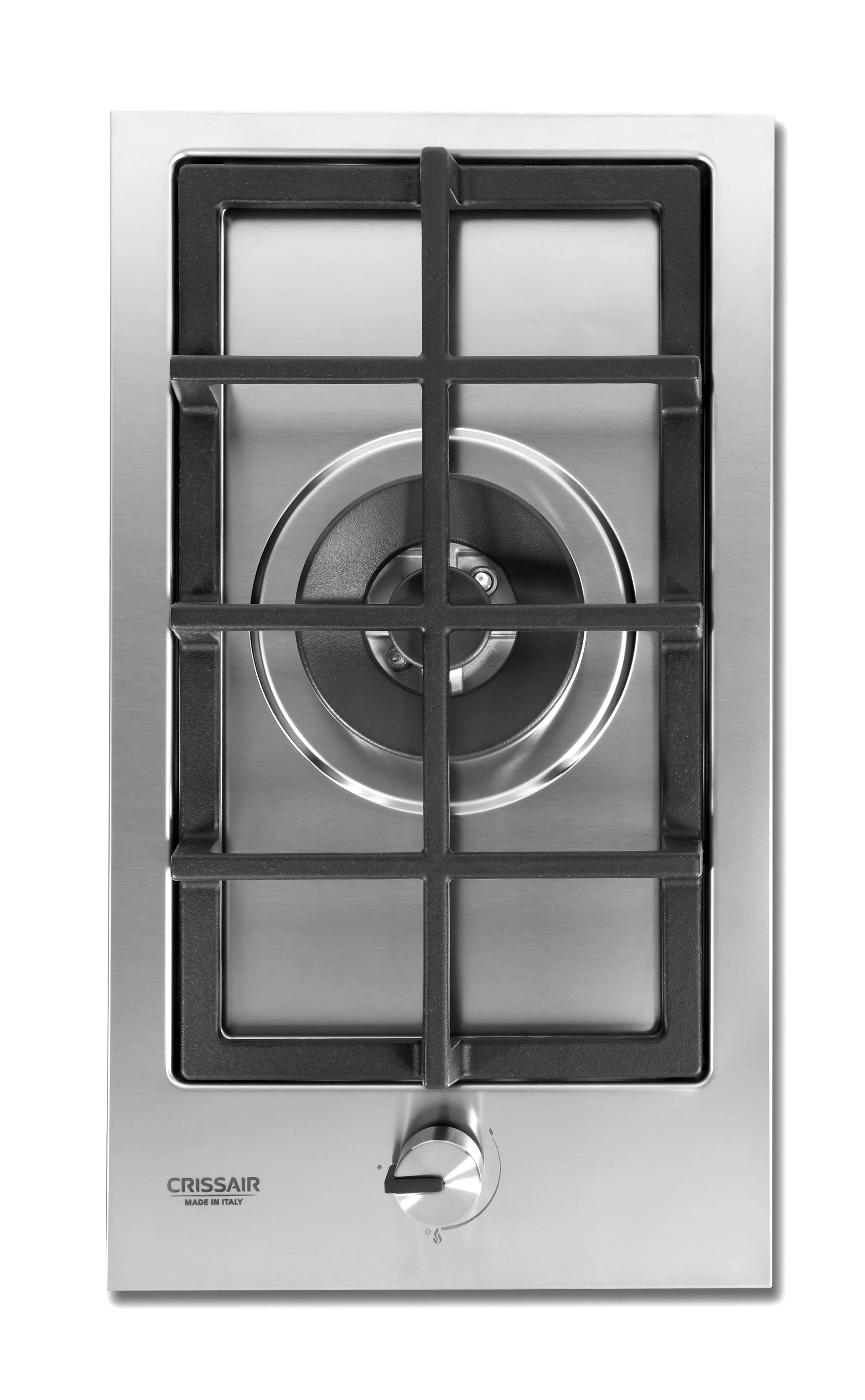 Cooktop Semi-Filo Uno Crissair, módulo domino a gás de uma boca com mesa em inox
