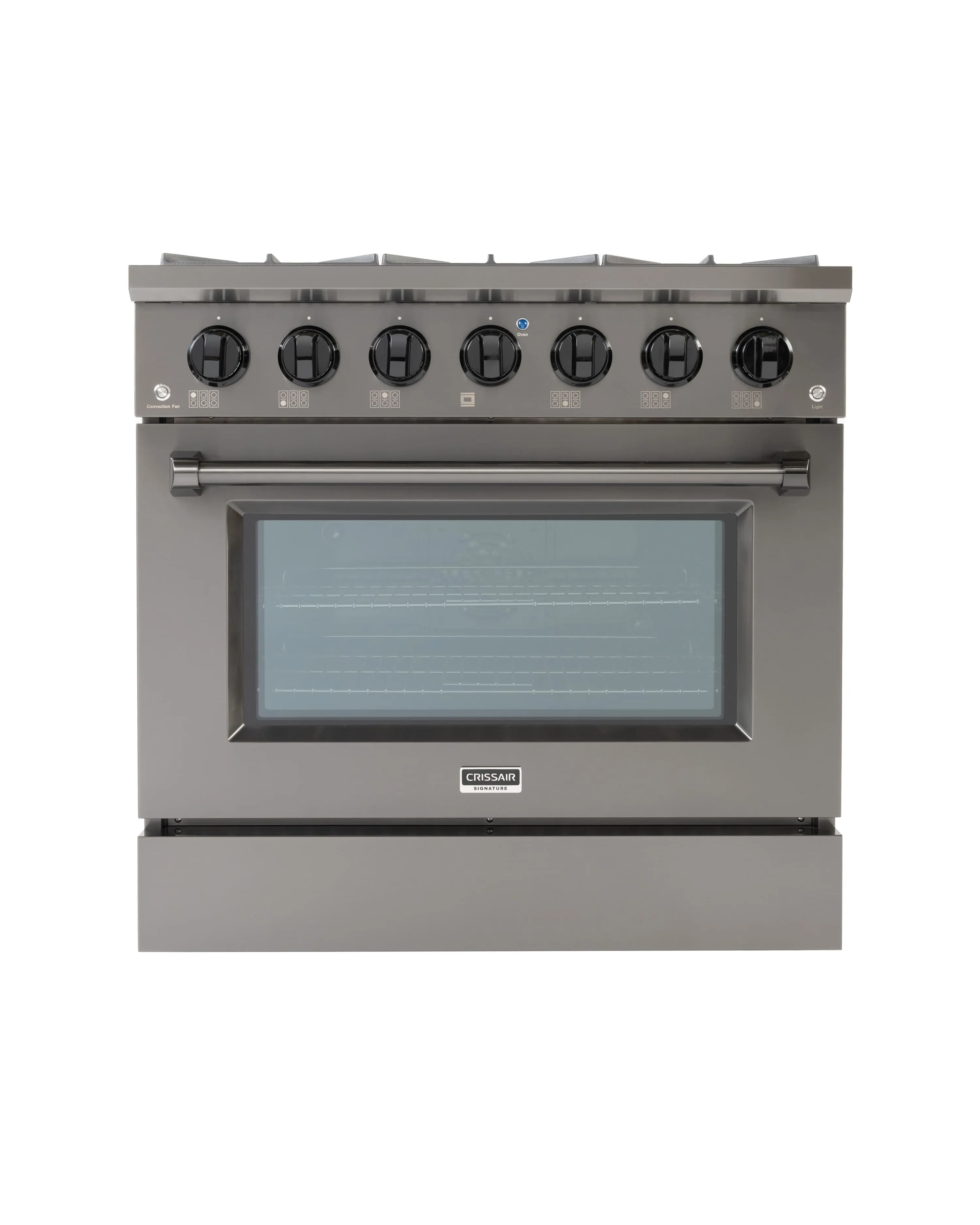 Fogão Freestanding Austin Black 90 Crissair, seis bocas e forno em acabamento grafite