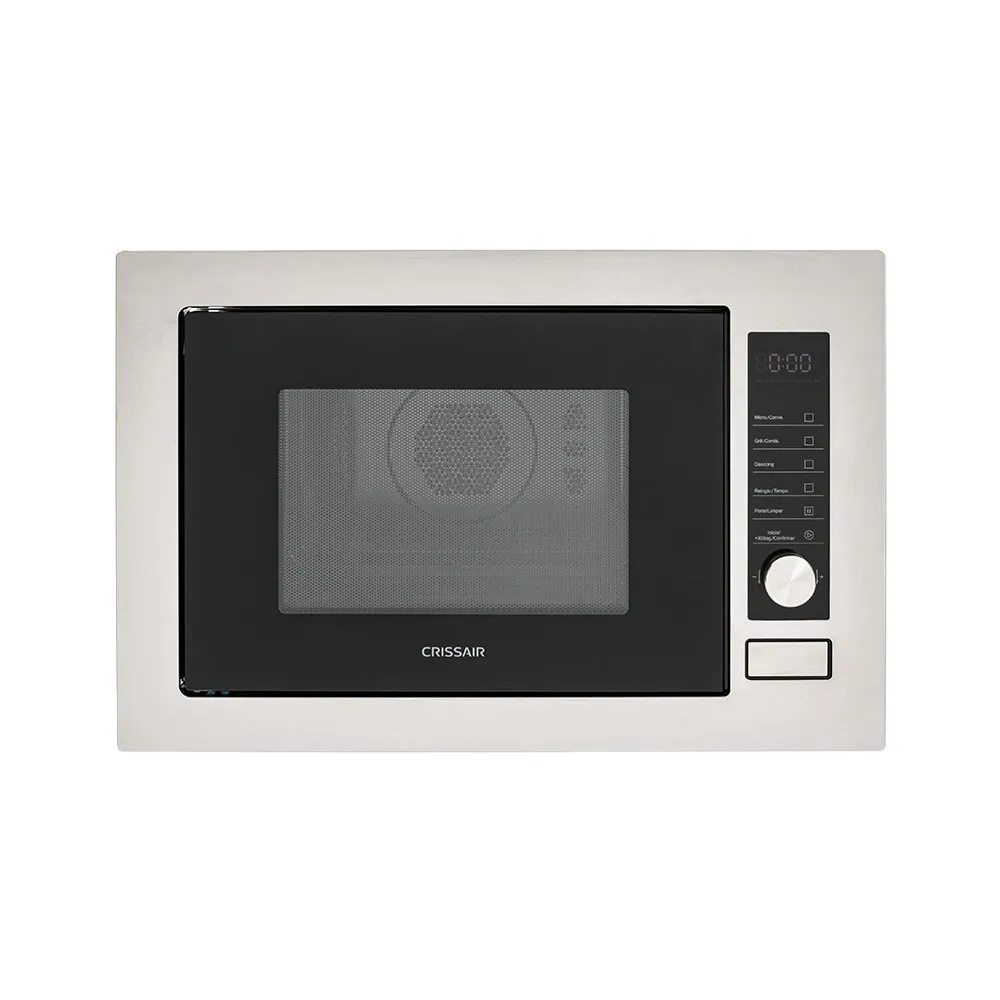 Micro-ondas Song Crissair de embutir, com moldura em inox e painel de comandos lateral